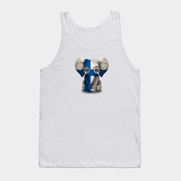 Baby Elephant with Glasses and Finnish Flag Tank Top by jeffbartels